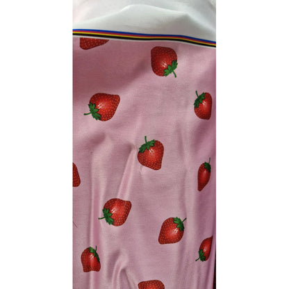 Tela Raso De Novia Fresas Color Rosa ( 1metro) Rosa Pálido Raso Fresas