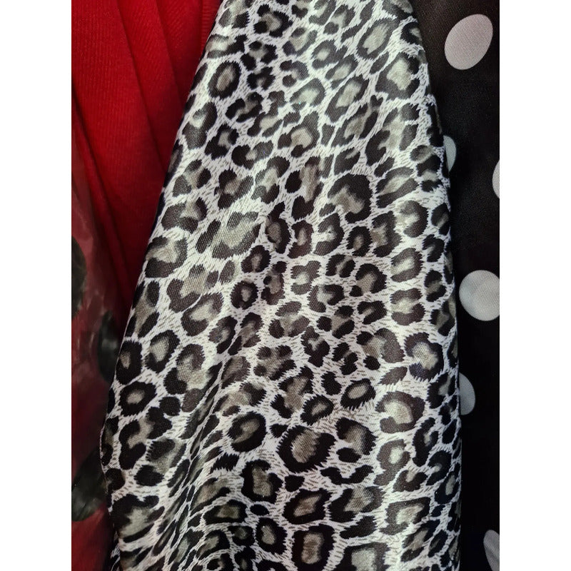 Tela Satinada De Leopardo ( 1 Metro) Gris Satín Leopardo