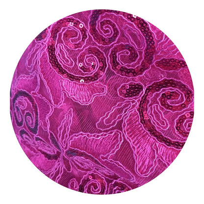 Tela Con Patrones Bordados Y Lentejuelas De Colores (1m)