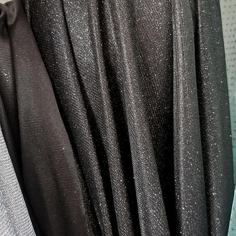 Tela De Punto Con Glitter Vestidos De Gala Graduaciones(1 M) Negro