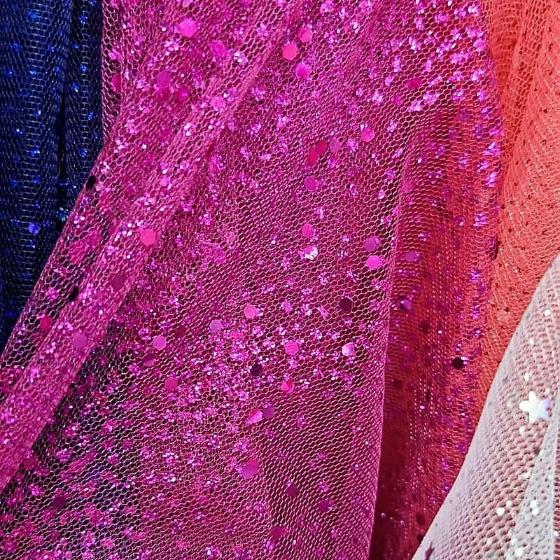 Tul Con Brillos Glitter Varios Colores (1 M) Rosa Chicle