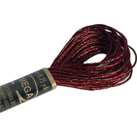 Hilo Metálico Para Bordar Omega 1mm Rojo Brillante Pack 6 Madejas