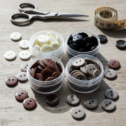 Botón Trikel 2 Hoyos Pasta De 15 Mm Kit 4 Colores. 100 Pzas. Chocolate-hueso-beige-café Claro Kit3