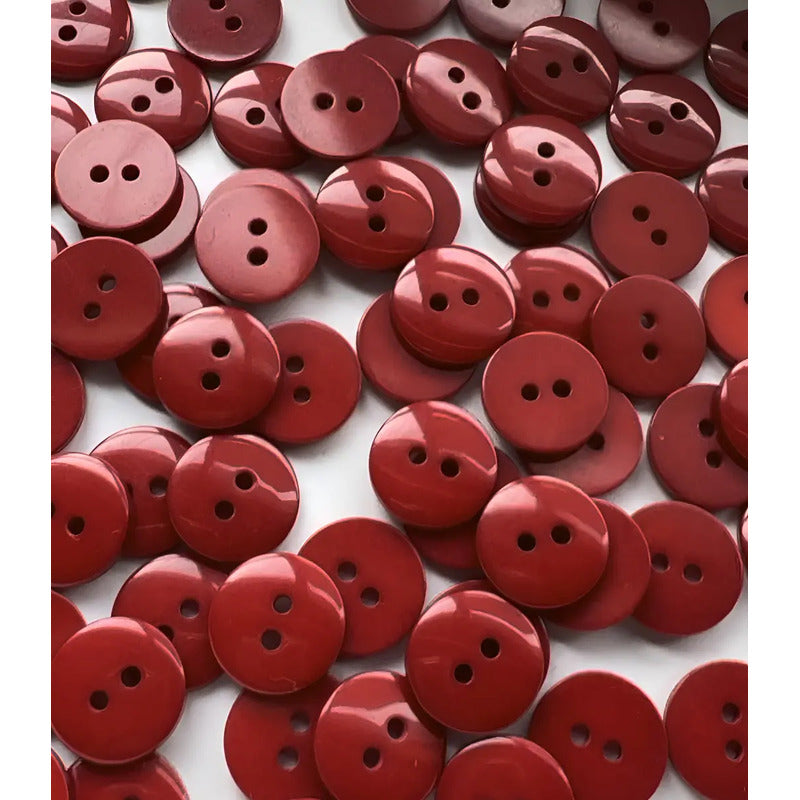 Bote De Botones Trikel De Pasta Redondos Con 2 Hoyos, 1.5 Cm Rojo 1.5 Mm