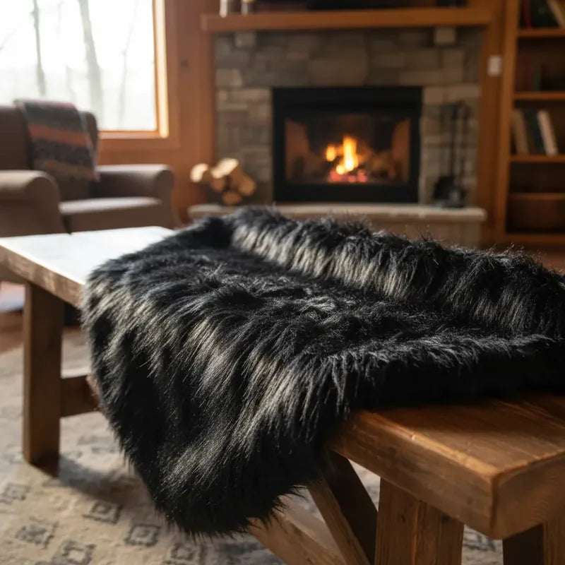 Tela Peluche Premium Pelo Largo ( 50cm) Negro Peluche