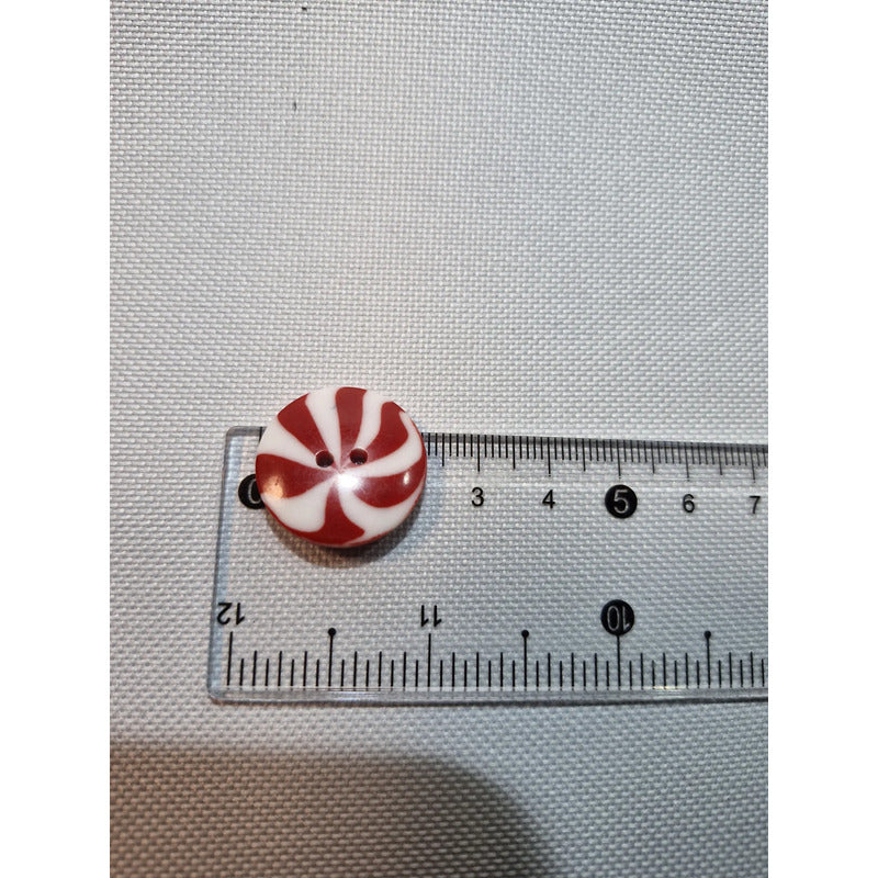 Boton Navideño Caramelo T-36 De 23mm Con 72. Pzas. Rojo/blanco Casramelo
