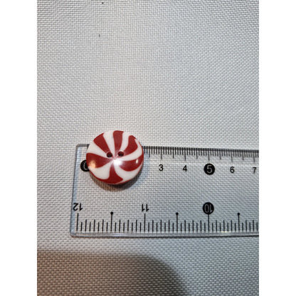 Boton Navideño Caramelo T-36 De 23mm Con 72. Pzas. Rojo/blanco Casramelo