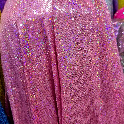 Tela Con Lentejuelas Varios Colores Vestidos De Gala (1 M) Rosa Holográfico