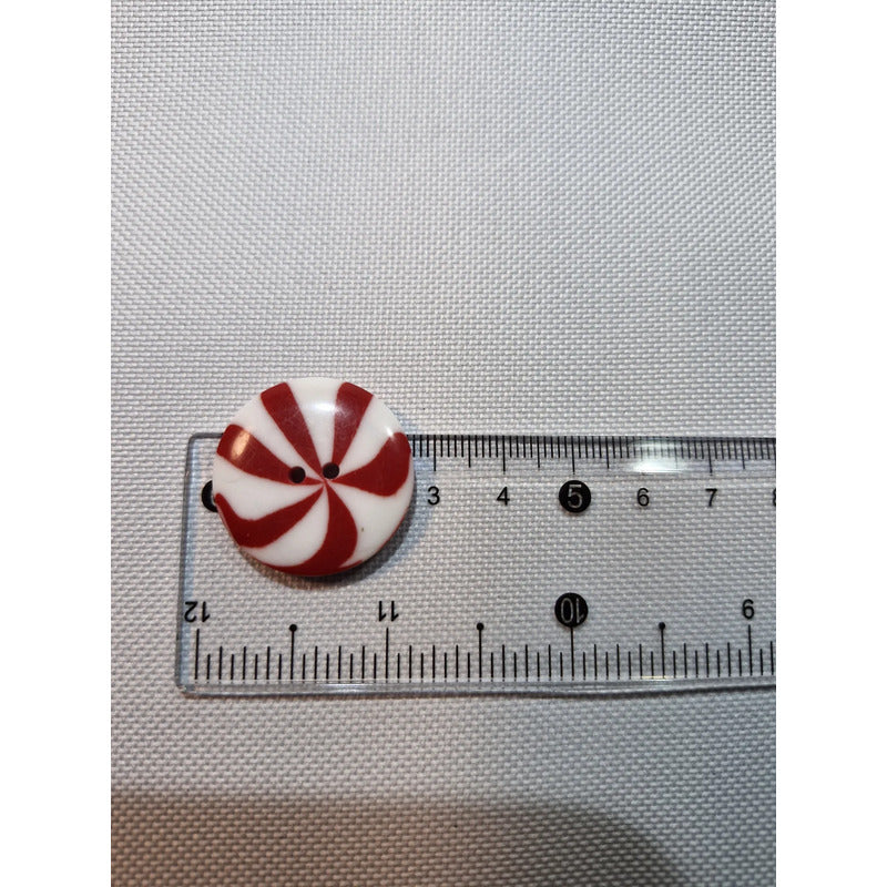 Botón Navideño Caramelo T-44 De 28mm Con 12. Pzas. Rojo/blanco Caramelo