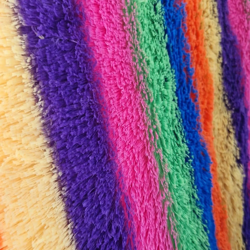 Tela Peluche Suave Para Cojines, Muñecos, Forros (1m) Violeta Rayas Neón