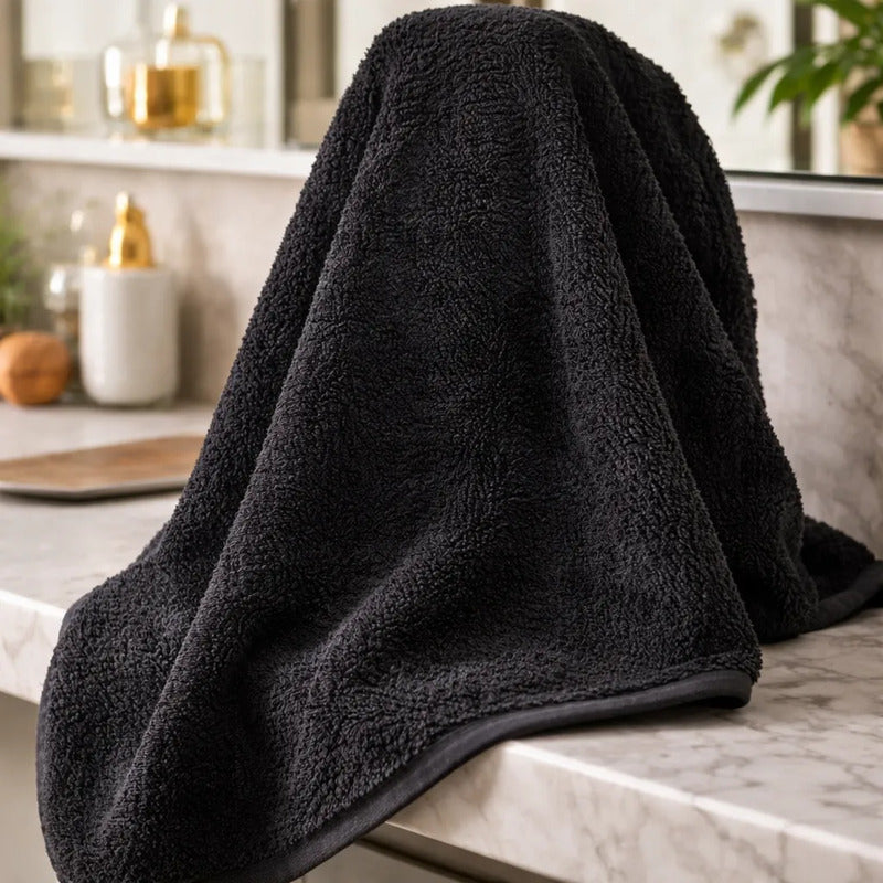 Tela Toalla Microfibra  Alta Absorción Multiusos (2 Mts) Negro Microfibra