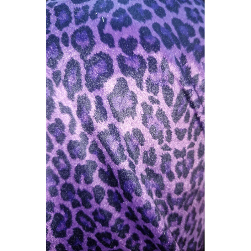 Tela  Afelpada Microtech De Leopardo (1metro) Lila Microtech Leopardo