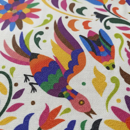 Tela Tradicional Mexicana Tenango Rehilete Aves Tampa (1m) Rehilete Colorido