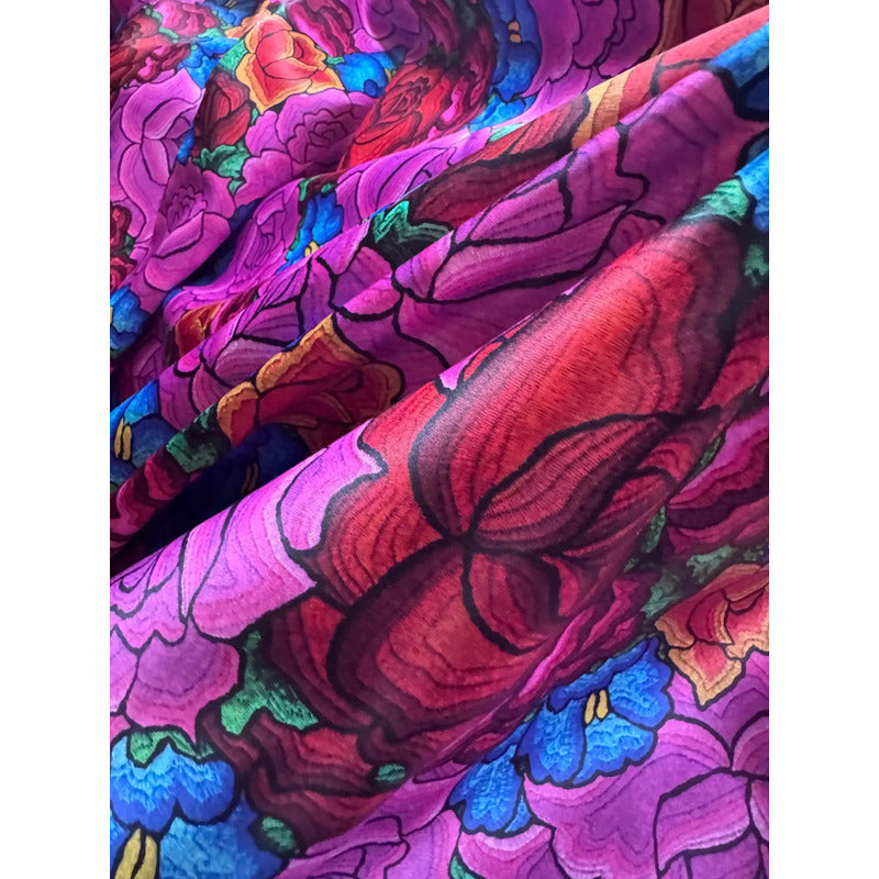 Tela Estampada Patrones Mexicanos, Bordados, Rosas (1 M)