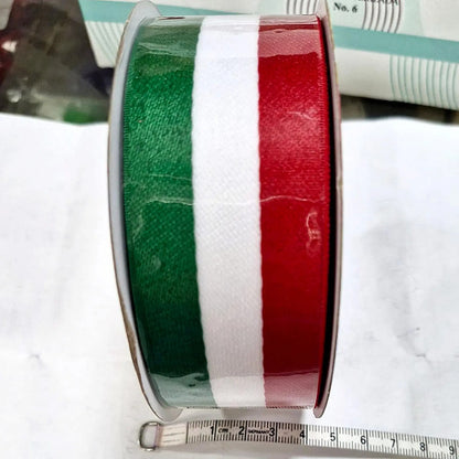 Listón Tricolor Patrio Satinado Varios Anchos (1 Rollo) Tricolor Ancho 9