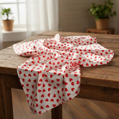 Tela Satinada Estampado De Corazón  14 De Febrero (5 Metros)