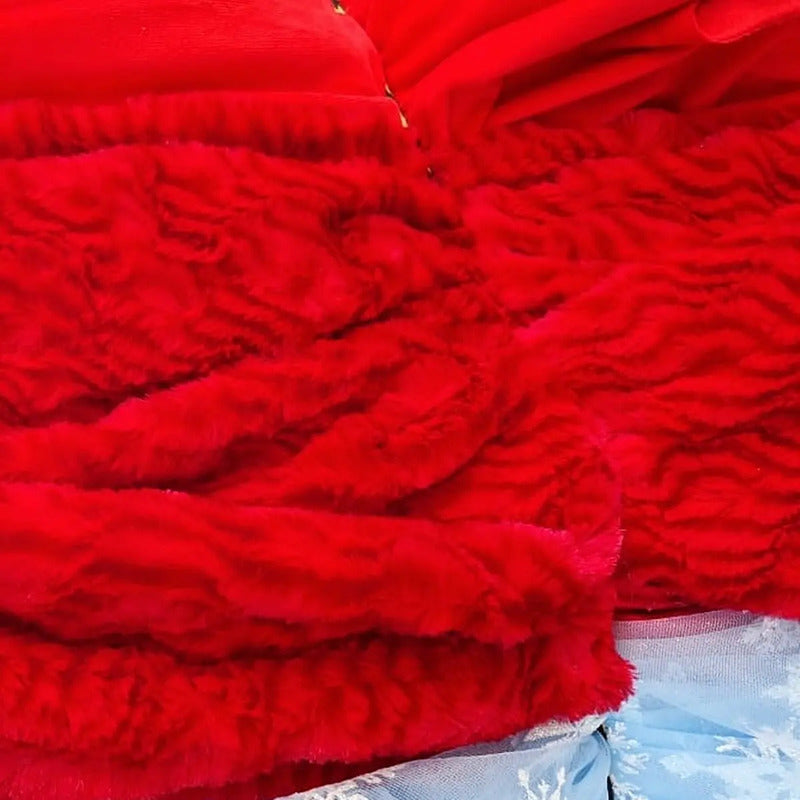 Tela De Peluche Con Relieve De Ondas (1 M) Rojo