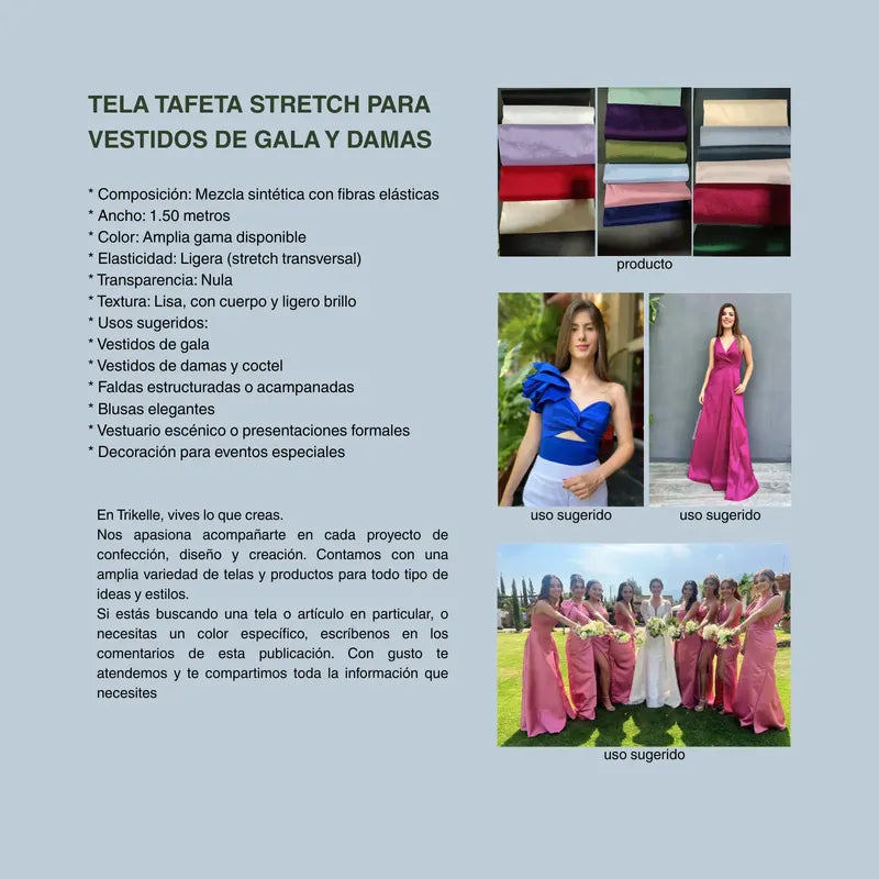 Tela Tafeta Stretch Para Vestidos De Gala Y Damas (1 Metro) Bordó