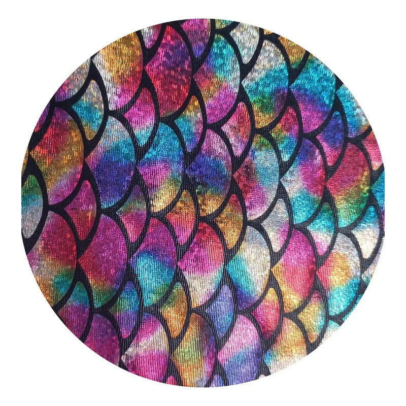 Tela De Lycra Holográfica Con Diseño De Escamas (1m)