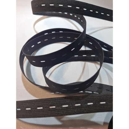 Elástico De Ojal Para Confección Ajustable 2cm -25 Mts Ojal Negro