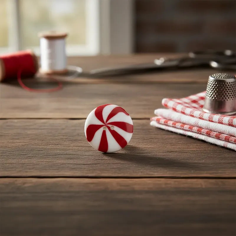 Boton Navideño Caramelo T-36 De 23mm Con 72. Pzas. Rojo/blanco Casramelo
