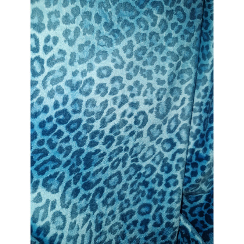 Tela  Afelpada Microtech De Leopardo (1metro) Azul Turquesa Microtech Leopardo