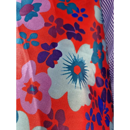 Tela Raso Estampado Flores Atlan ( 1 Metro) Rojo Raso Flores