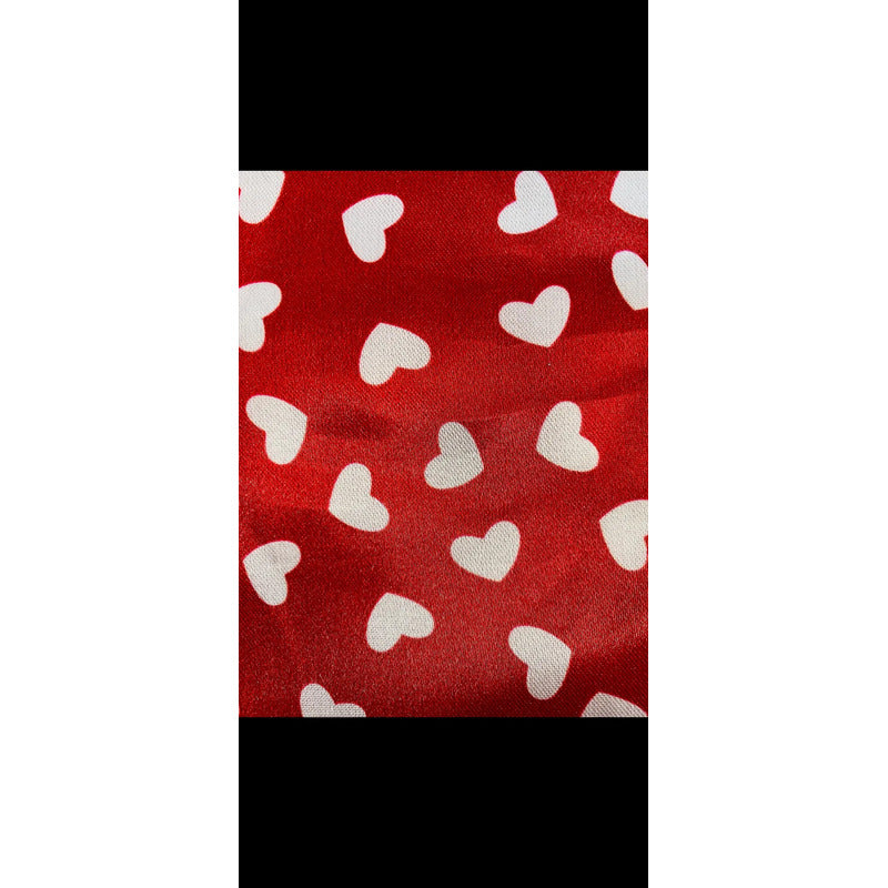 Tela Satín 14 De Febrero Corazones (1 Metro) Rojo Corazones Blancos