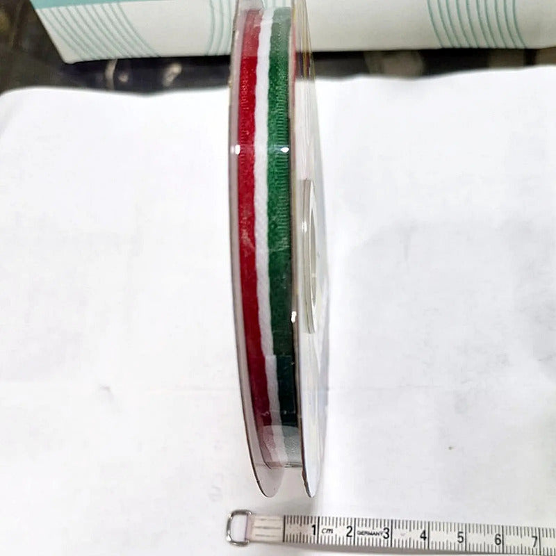 Listón Tricolor Patrio Satinado Varios Anchos (1 Rollo) Tricolor Ancho 1