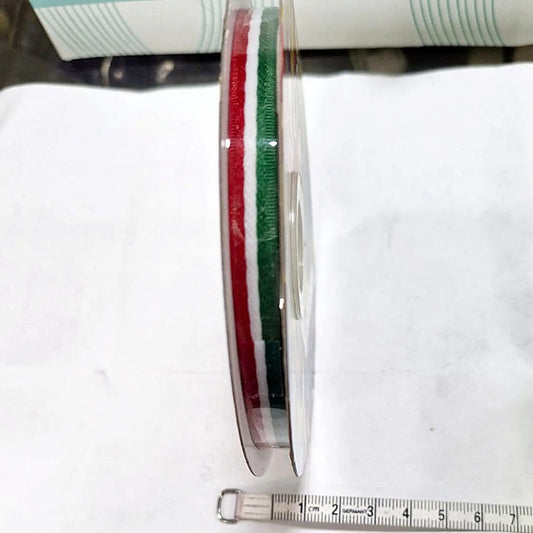 Listón satinado tricolor patrio ancho comercial No. 1, rollo de 45 m