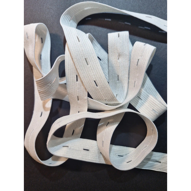Elástico De Ojal Para Confección Ajustable 2cm -25 Mts Ojal Blanco