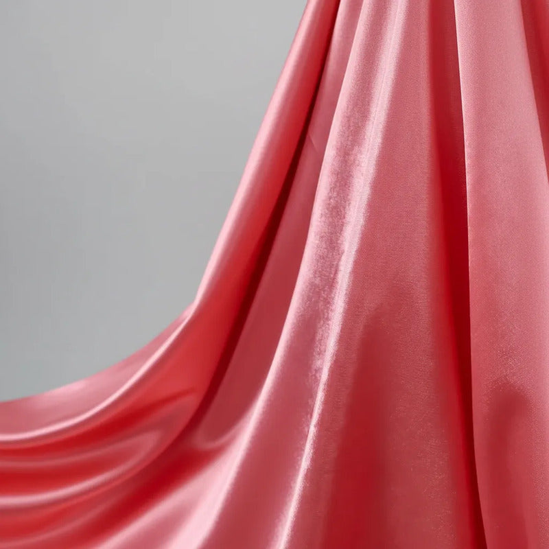 Tela  Satin Back , Para Vestido Y Pijamas( 1 Metro) Coral Liso
