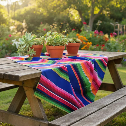 Tela Estampada Patrón De Zarape Mexicano (1 Metro) Azul Zarape