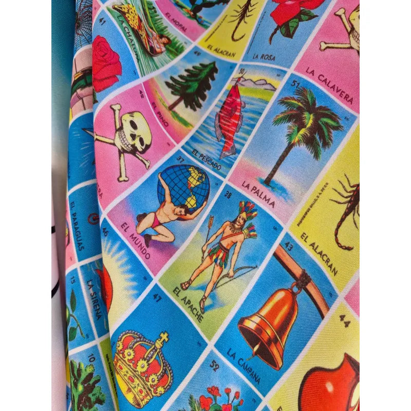 Tela Estampada De Loteria Tergal ( 1 Metro). Colores Estampado Loteria