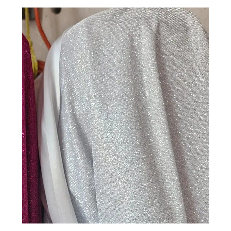 Tela De Punto Con Glitter Vestidos De Gala Graduaciones(1 M) Plateado